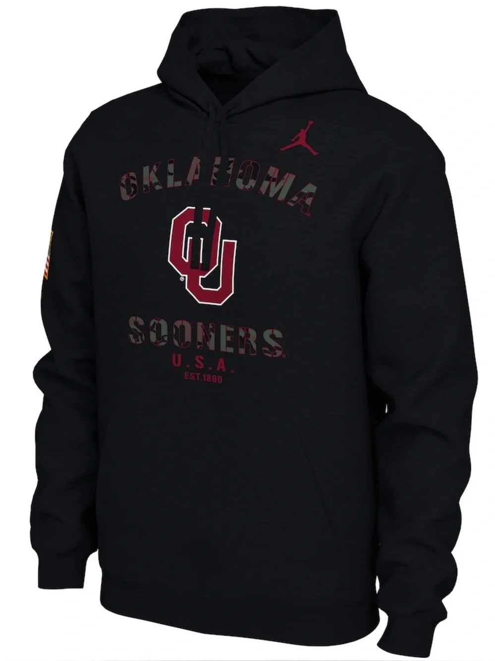 Nike Jordan Oklahoma Sooners‎ Hoodie Black Camo Logo Pullover Sweatshirt Vets M